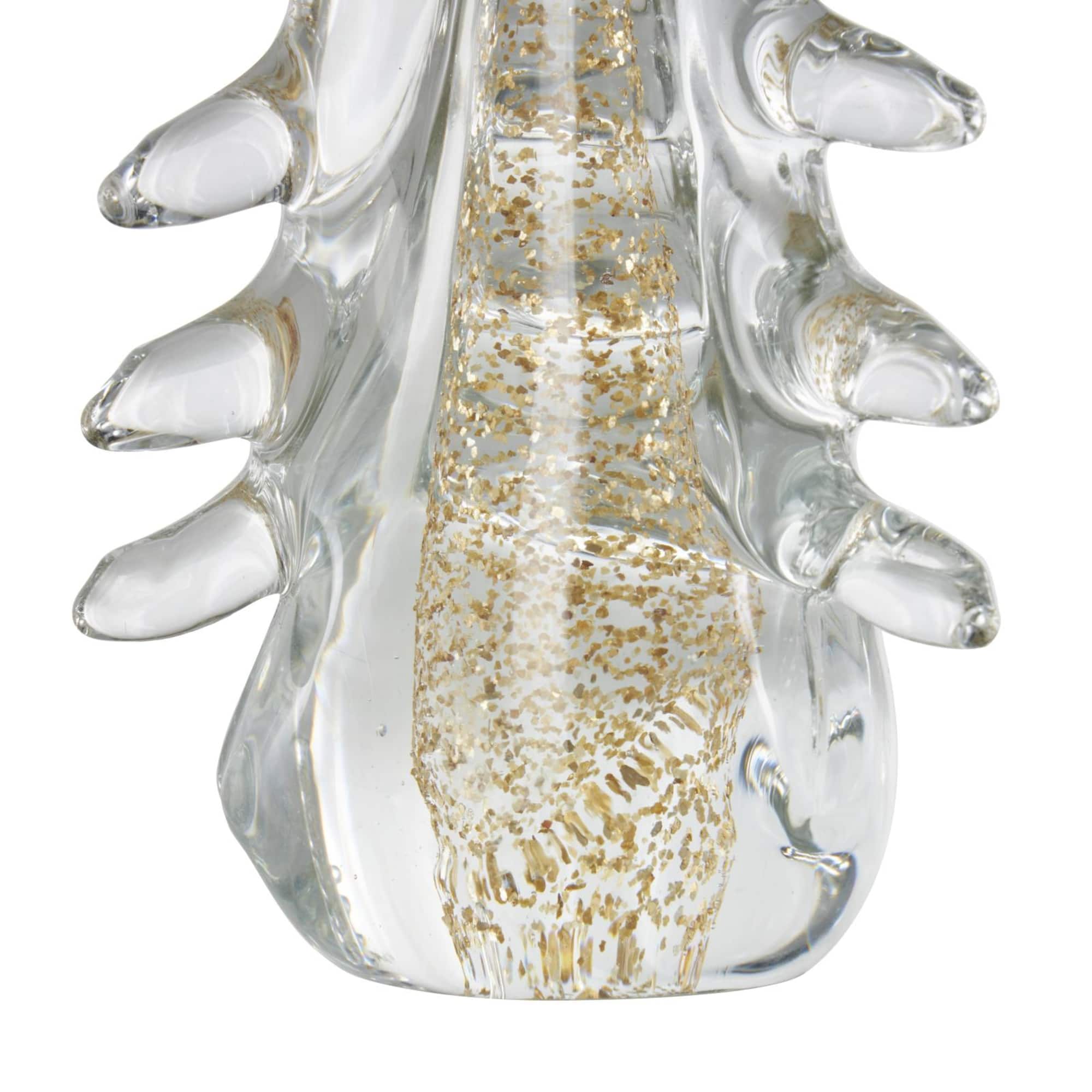 Gold & Clear Decorative Glass Sculpture Set